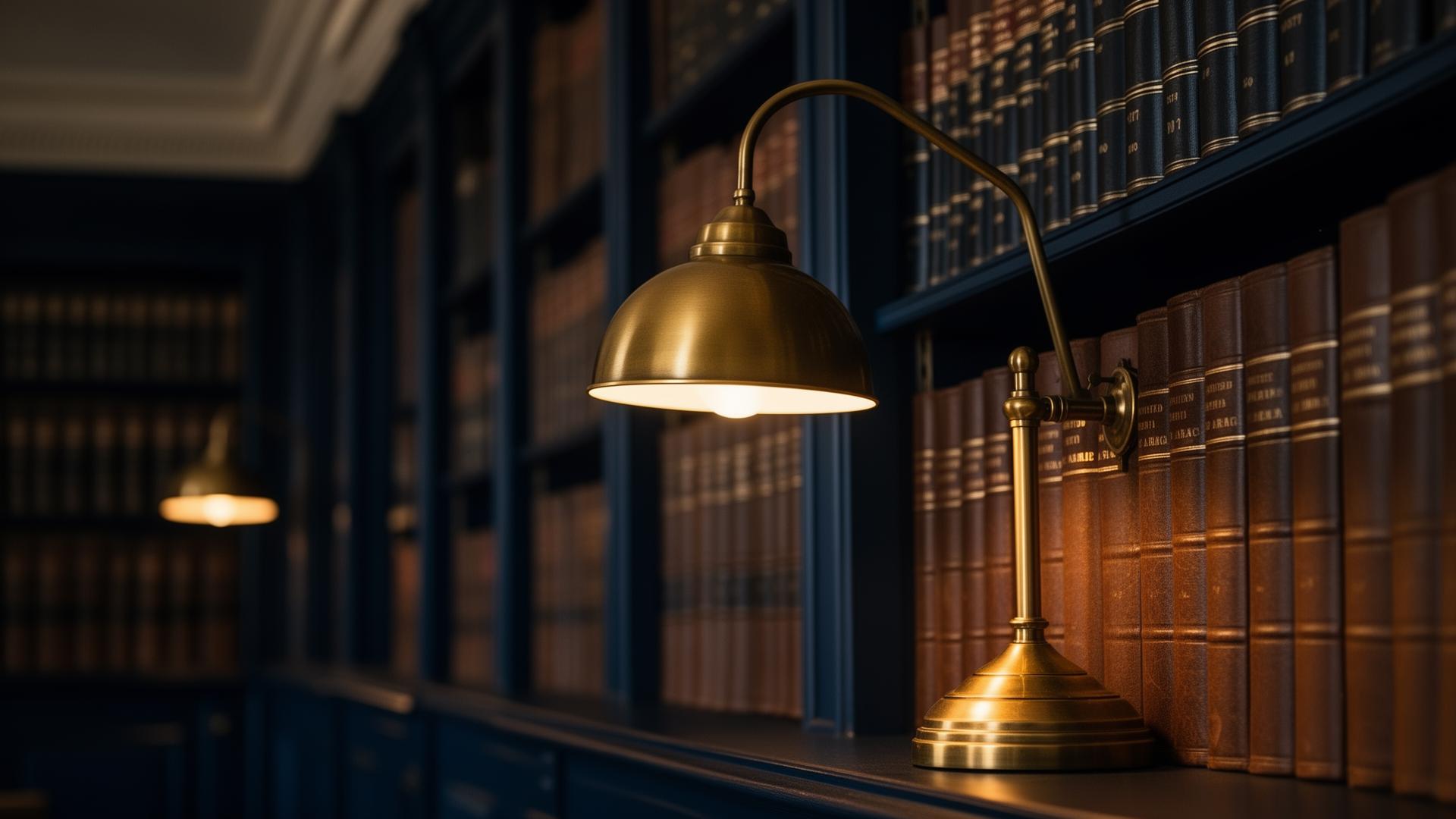 Law library with leather-bound legal volumes representing court-supervised receivership practice